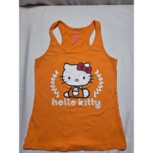 Sanrio Hello Kitty Orange Racerback Tank Top Graphic Tee Shirt Large Scene Emo